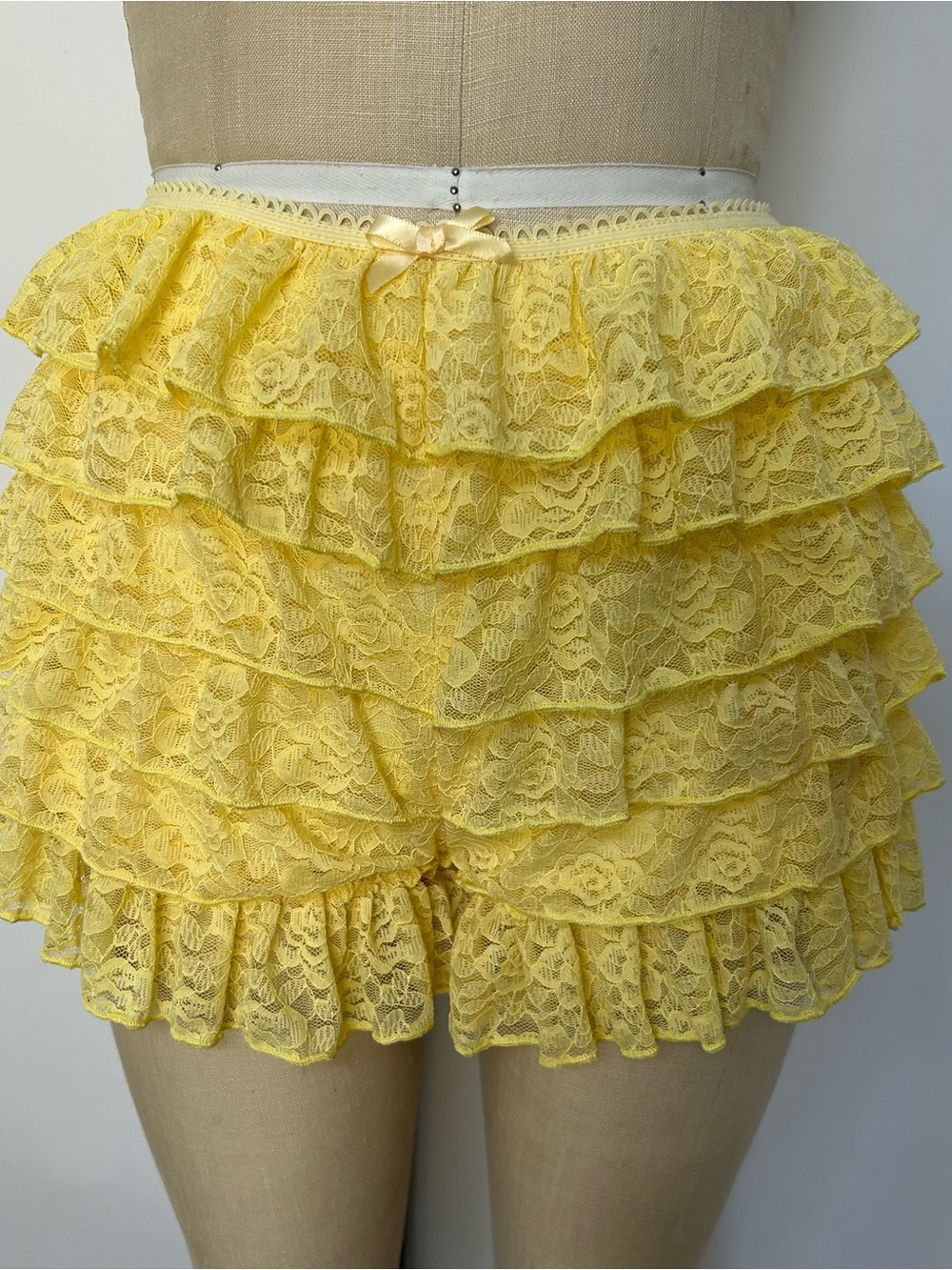 Yellow Lace Ruffle Women's Shorts